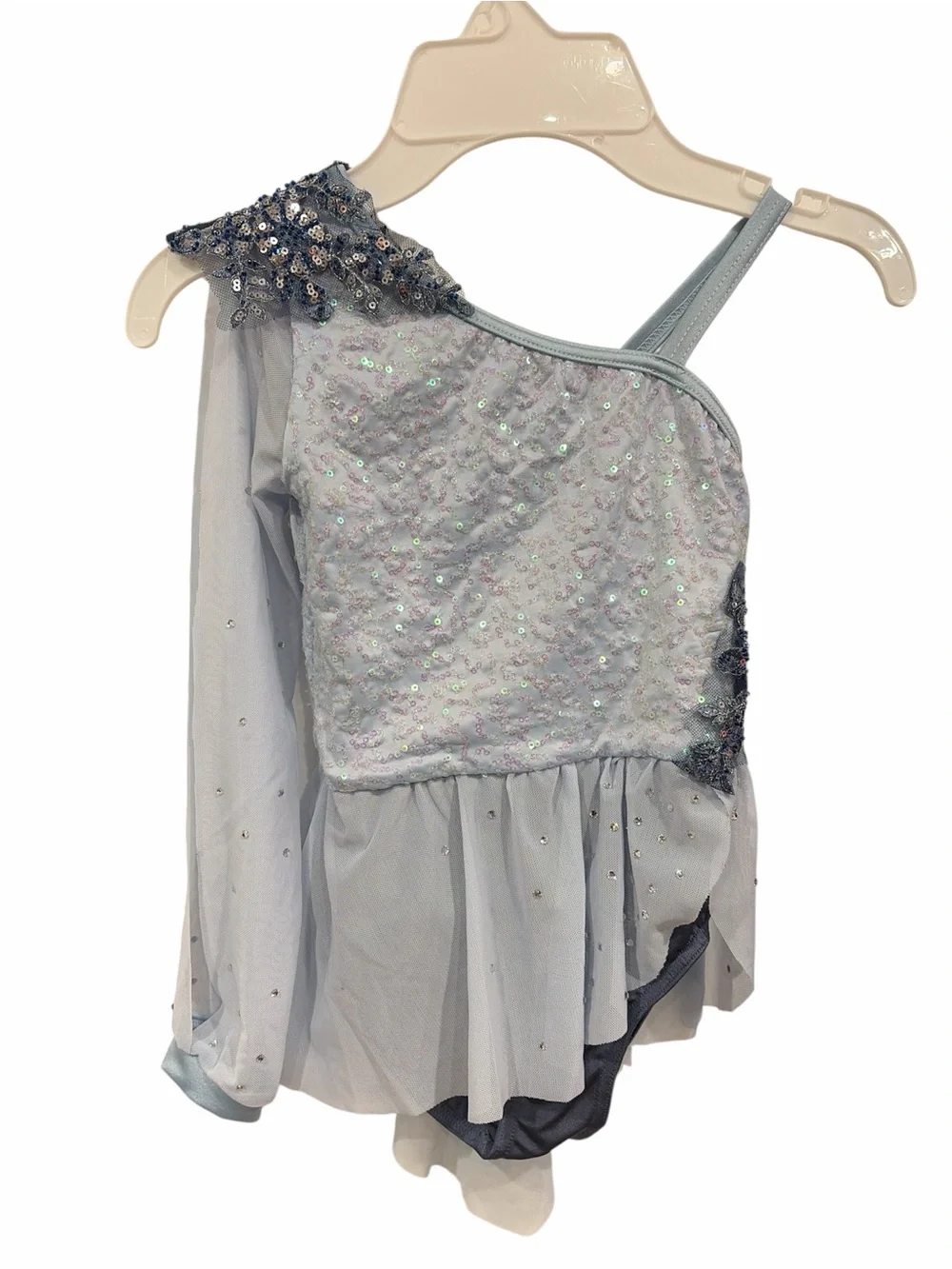 Weissman Light Blue Sequin One-Shoulder Dance Dress